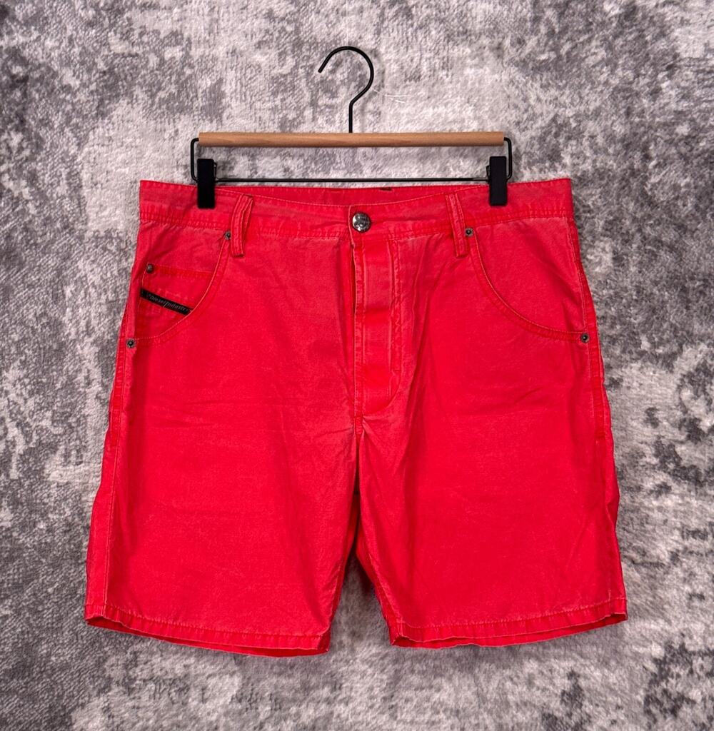 Diesel Swim Trunks 32 x 8 Mens Red Faux Denim Swimwear